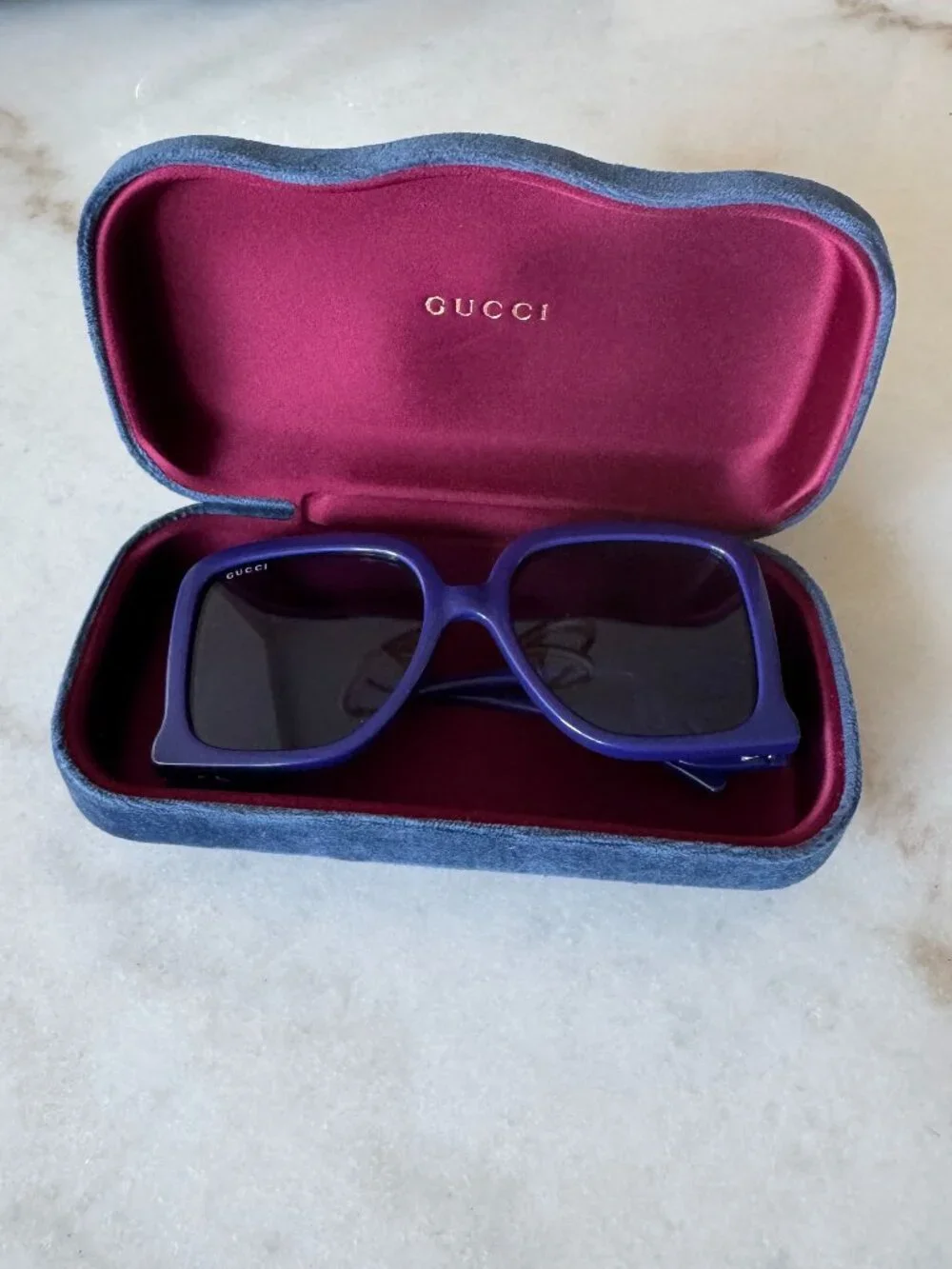Gucci GG Square Sunglasses - Shiny Violet/Blue